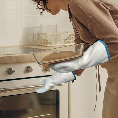 Miniatura 3 de Guantes de horno de silicona, guantes de horno resistentes al calor con dedos, guantes de horno de cocina, guantes de barbacoa para hornear, asar a