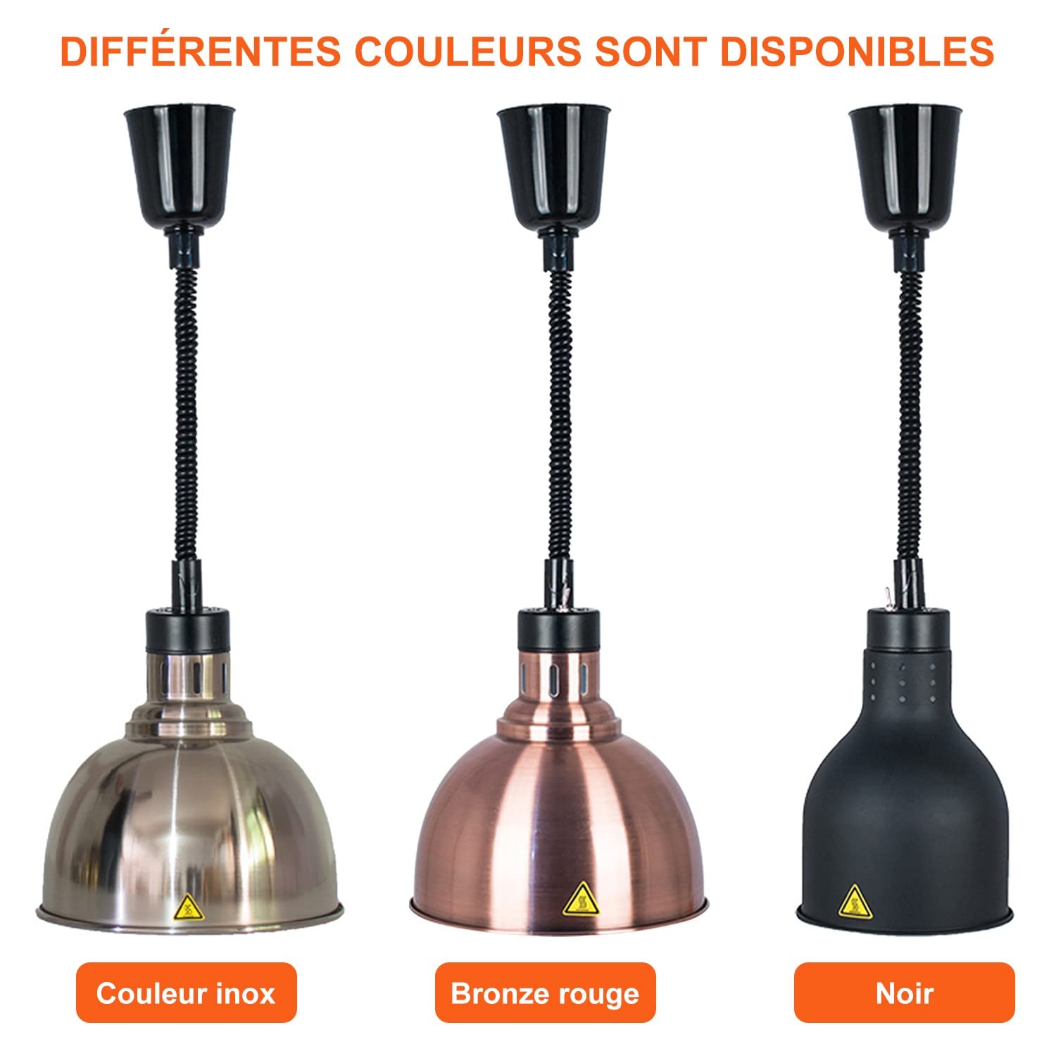 Lampe Chauffante Alimentaire Réglable, 250W Lampes Chauffantes pour Aliments Commercial, Chauffe-Plats Lampe Chauffante Cuisine Professionnelle pour Restaurant et Buffet(B-25cm, 3 Pièces)