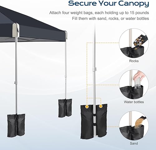 Miniatura 6 de Aoodor Tienda de campaña desplegable de 10 x 10 pies, sombra instantánea portátil para camping, fiestas y eventos al aire libre, marco de hierro