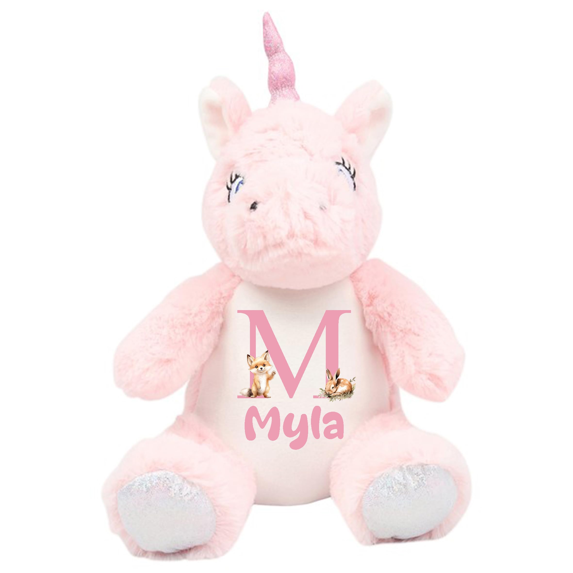 Personalised Teddy Bear Baby Boys Girls Bunny Rabbit Unicorn Name Newborn Gift (Pink Unicorn) โ image 1