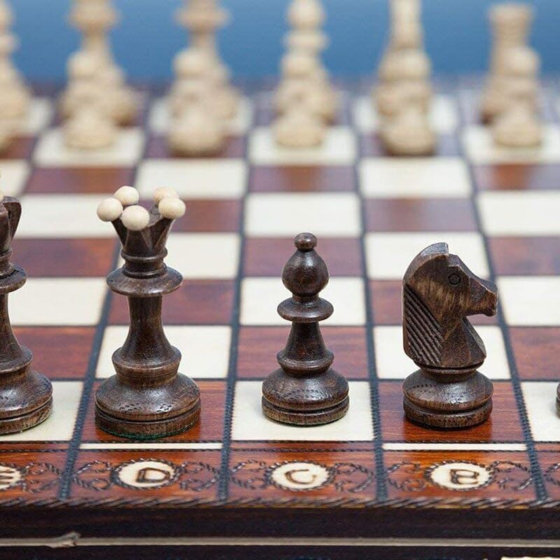 Miniatura 5 de GAENZA Nuevo juego de ajedrez profesional, juego de ajedrez de madera plegable con piezas de ajedrez y ranuras de almacenamiento, juegos de mesa