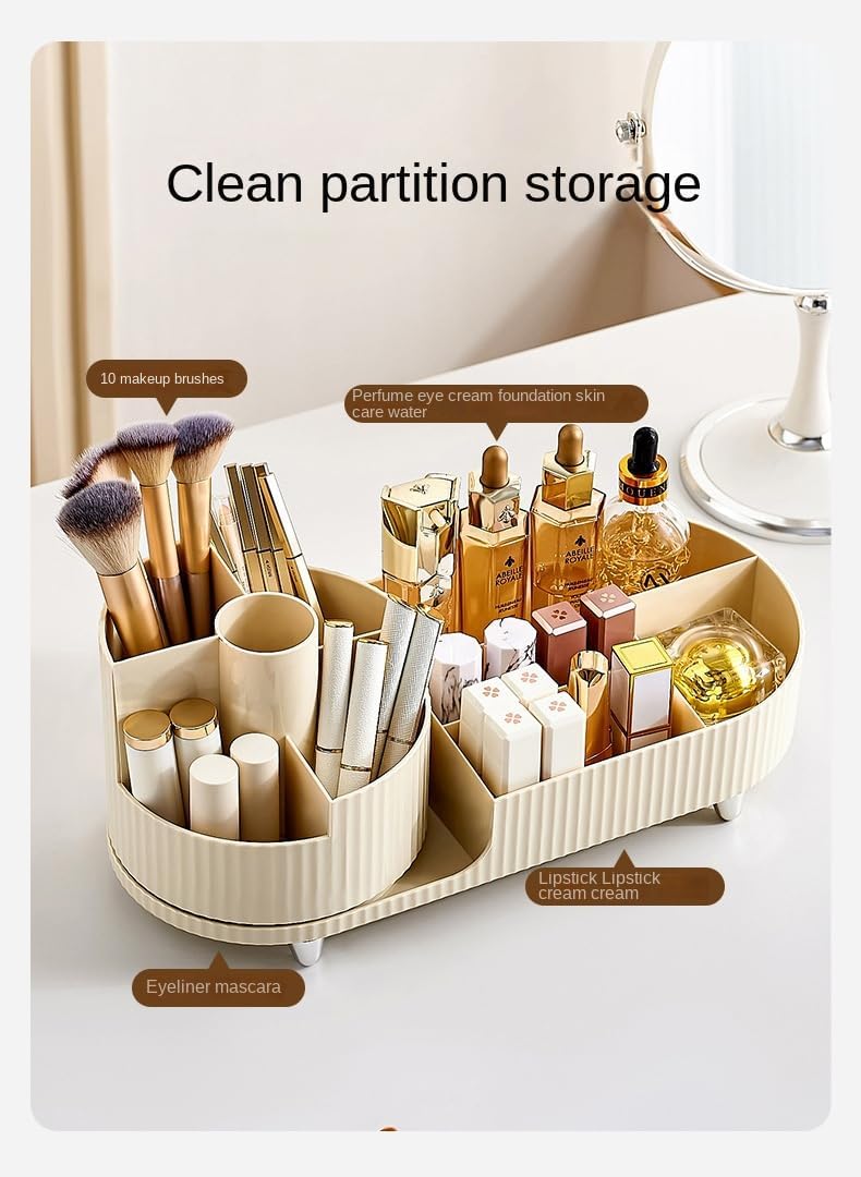 Makeup Organizer, 360 Degree Rotating Large Capacity Perfume Organizer Makeup Brush Holder for Vanity Decor Bathroom Countertops Cosmetic Desk Storage Container Display Case (with Base-Black)