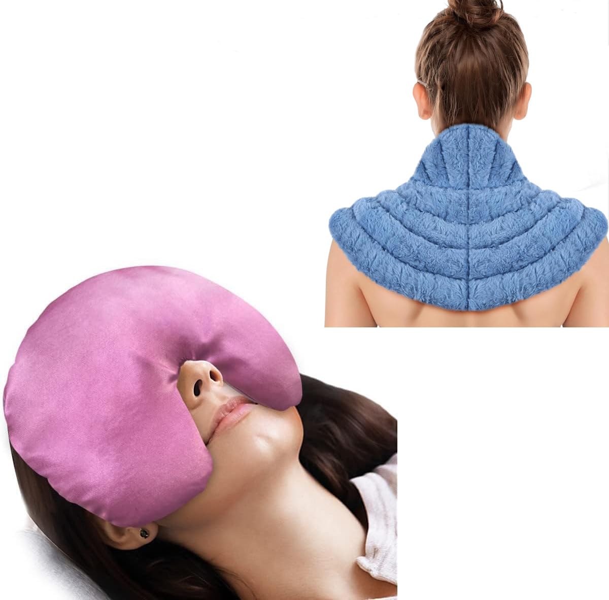 AtsuwellSinus Mask, Warm Cold Compress Eye Mask for Dry Eyes and Microwave Heating Pad for Neck and Shoulder with Moist Heat