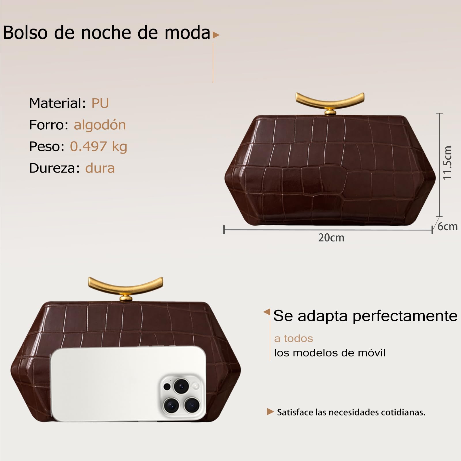 Bolsa de Noche con Textura de Cocodrilo para Mujer Cuero PU Clutch Bolso de Boda Bolso de Fiesta Elegante Bolso de Hombro Bandolera con Cadena Desmontable para Banquete Fiesta Cocteles