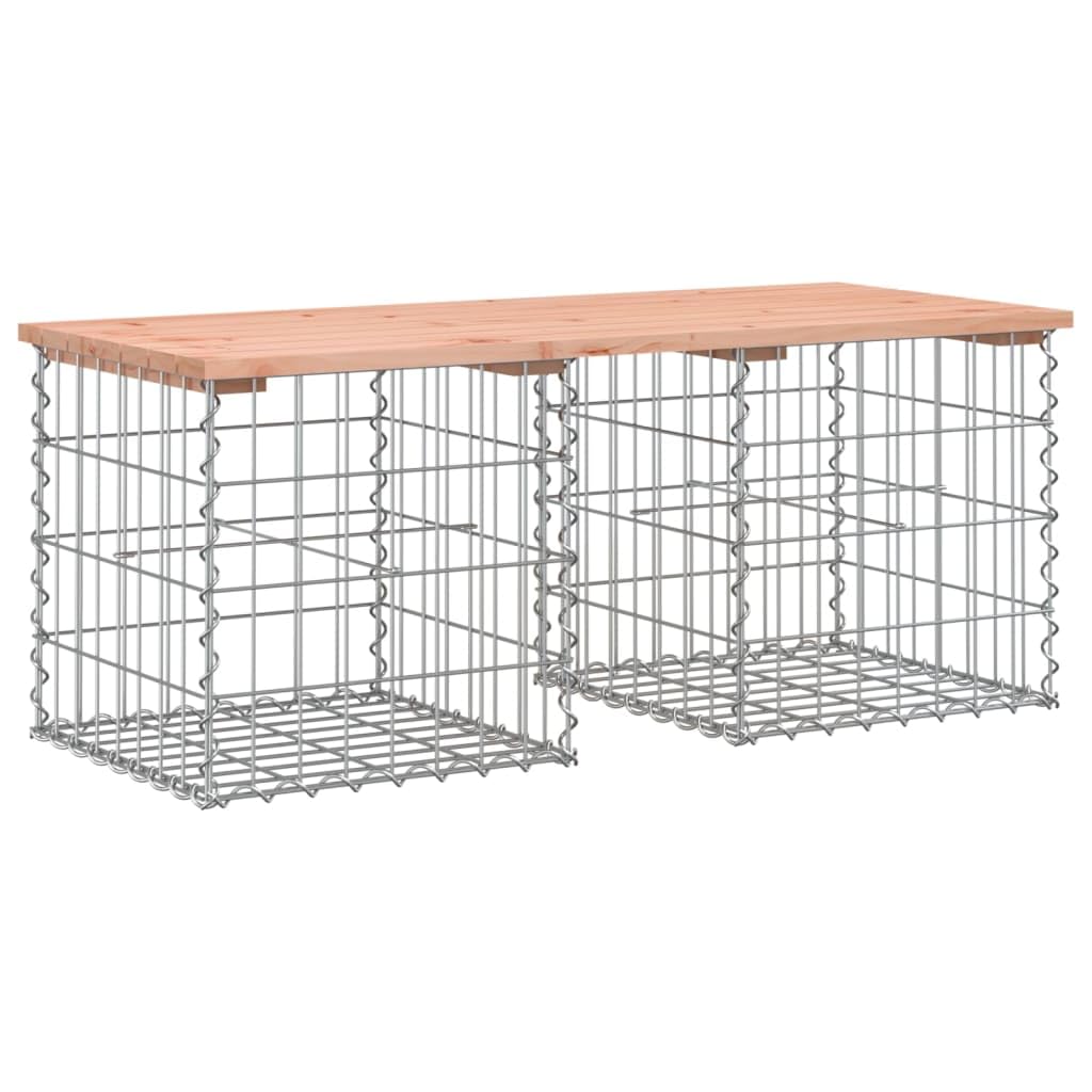 Ławka Ogrodowa Gabion 103x44x42 cm Lite Drewno | Stal Galwanizowana, Stabilna Podstawa, Kompaktowa, Na Taras i Podwórko