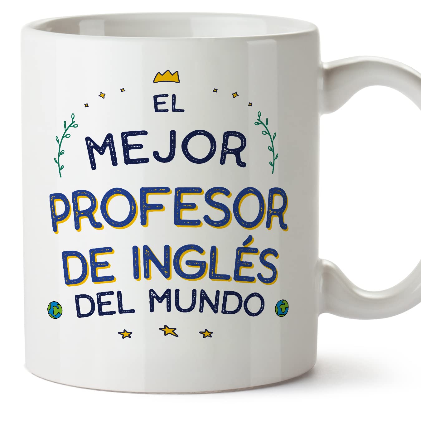 MUGFFINS English Teacher Man Mug - in Spanish - Mejor del Mundo - Funny Gift for Colleagues - Ceramic 11oz Mug
