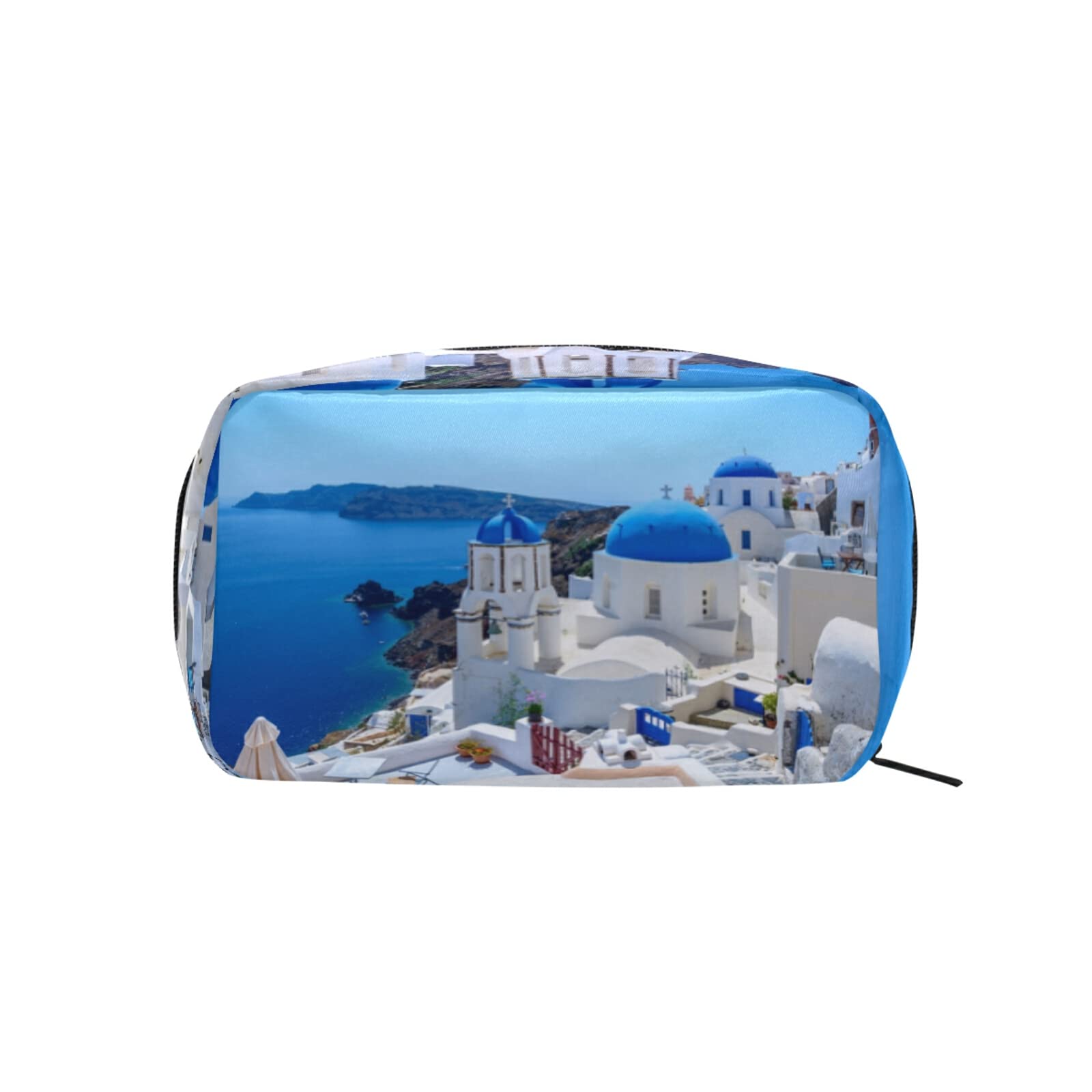 ALAZA Women's Cosmetic Bag Landscape Oia Santorini Greece Makeup Bag for Travel Cosmetic Pouch Brush Bag