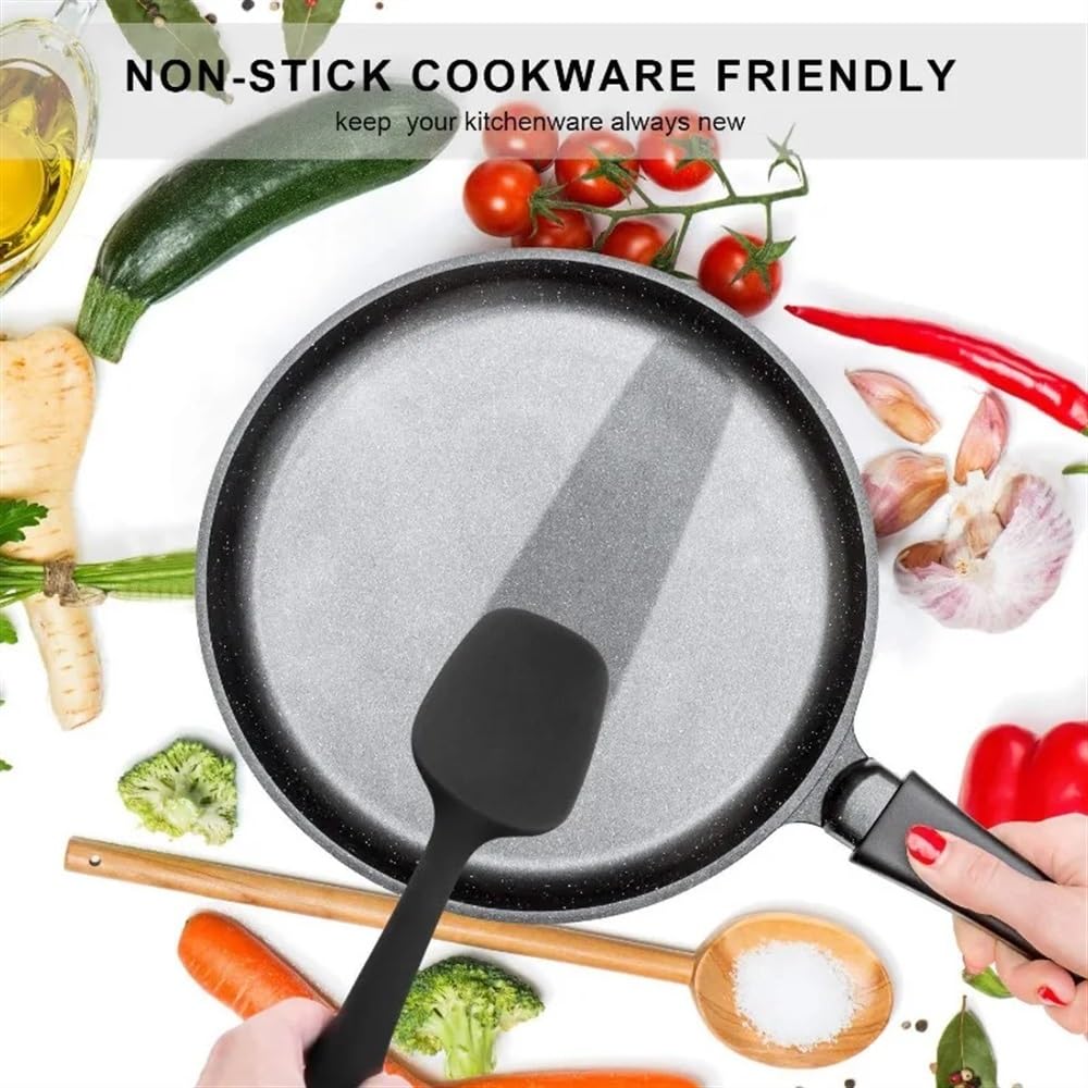 Set di spatole in silicone 6 pezzi antiaderenti resistenti al calore spatole tornitore per cottura cottura miscelazione utensili da forno (nero)