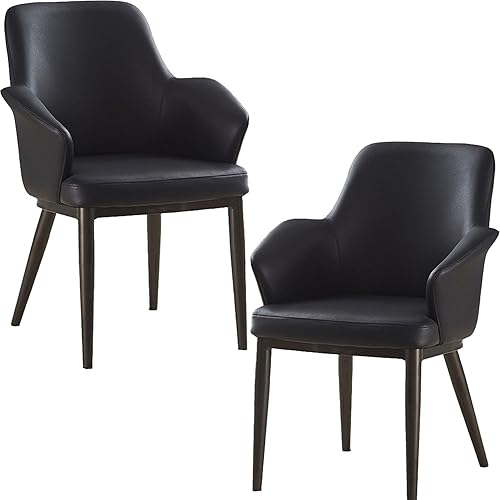 Juego de sillas de mesa de comedor, sillas de piel sintética, sillas de sala de estar con respaldo curvado y protección de tapa de pie para comedor,