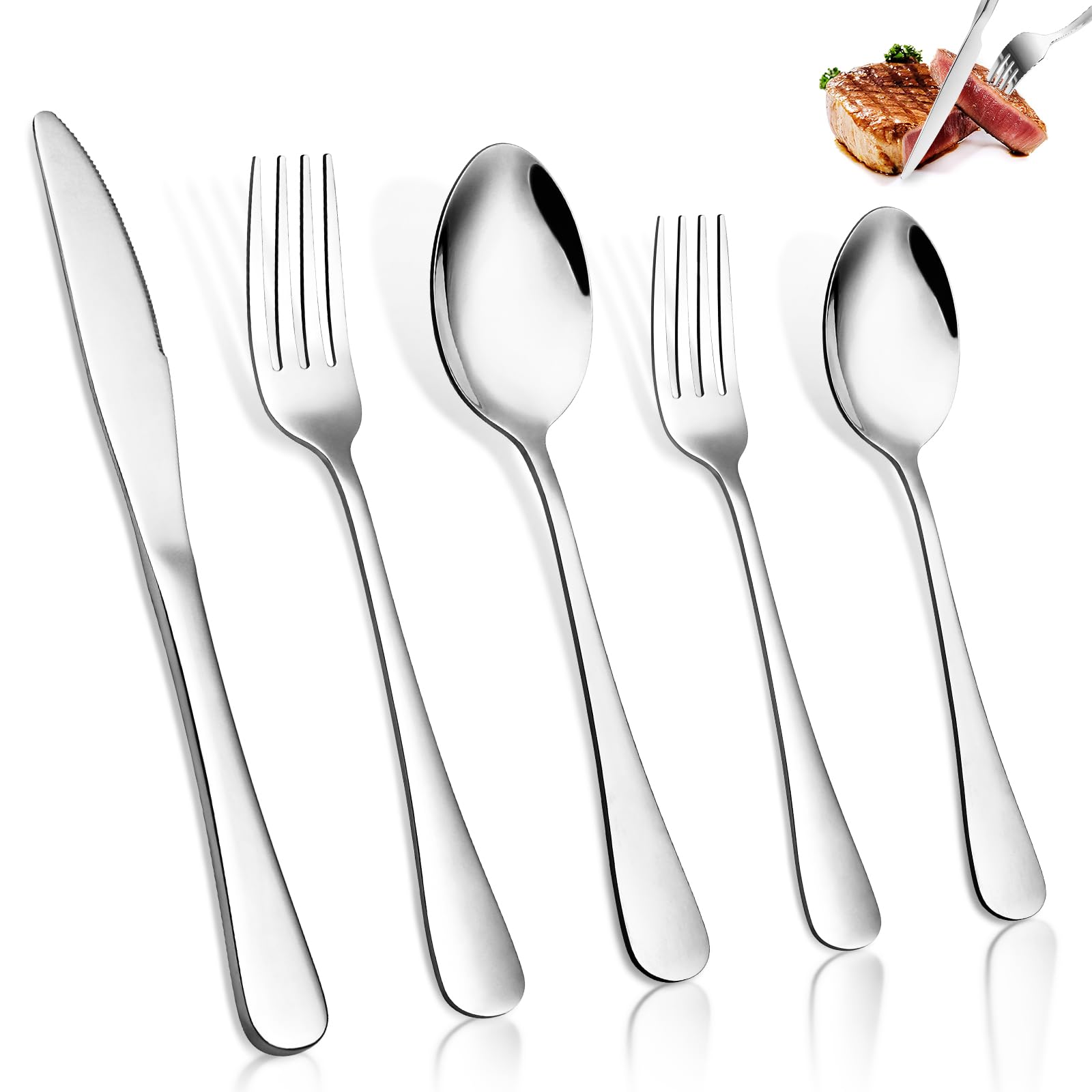 Set Posate 30 Pezzi Acciaio Inox Per 6 Persone - Lucidato A Specchio, Lavabile In Lavastoviglie - Foto 8