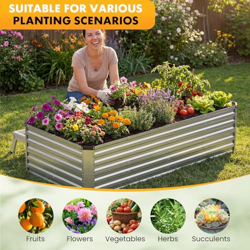 Image of NEWBULIG Galvanized Raised Garden Bed Outdoor, 8x4x2ft 2 Pack Metal Planter Box for Gardening, Rust-Resistant Rectangular Raised Flower Bed for Vegetables Flowers Herbs, Open Bottom, Easy Assembly