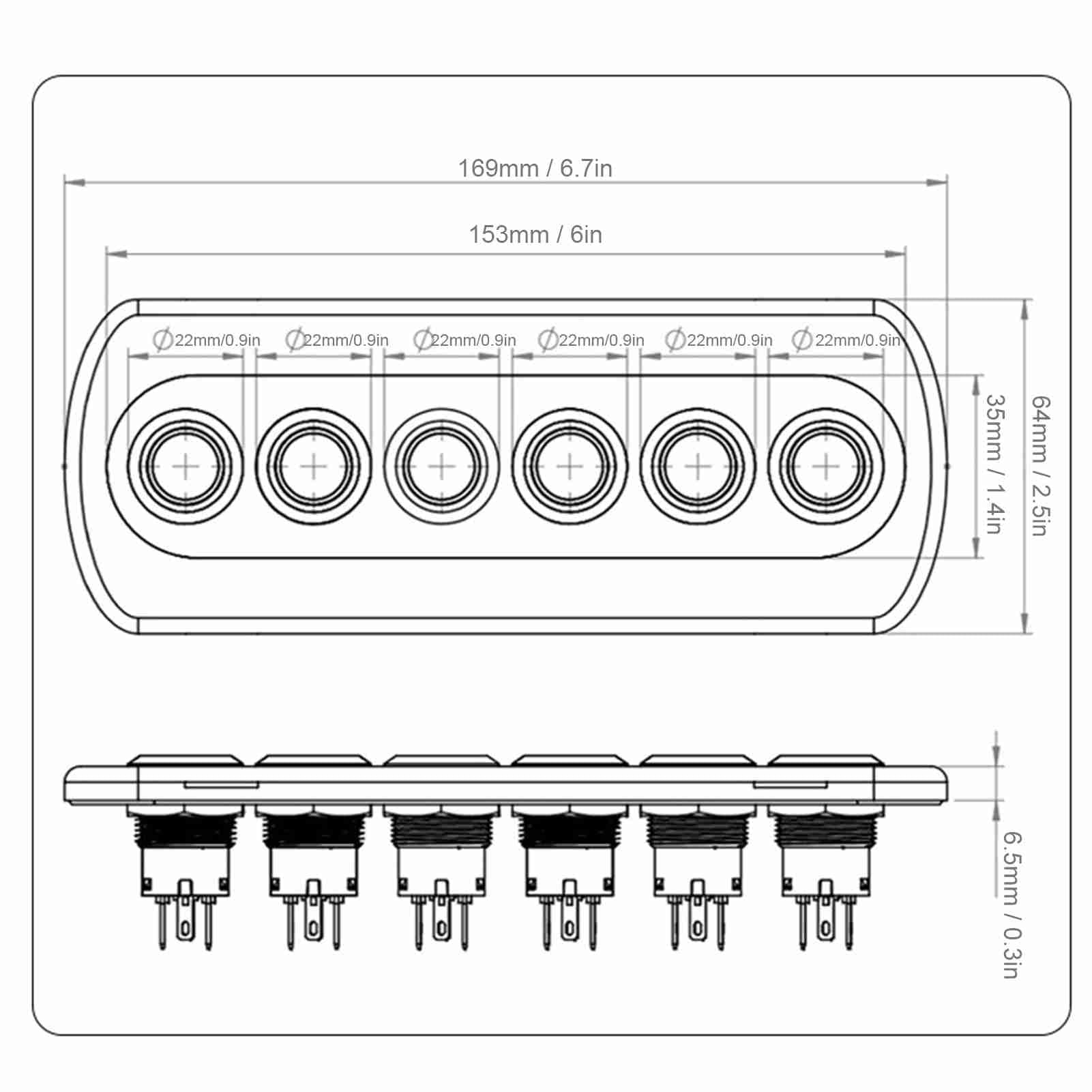 Gearwell Switch Panel, Toggle Switch Control Board, 12V 20A Push Button Panel, Marine LED Switch Panel, IP66 Electrical Panel for Yacht RV