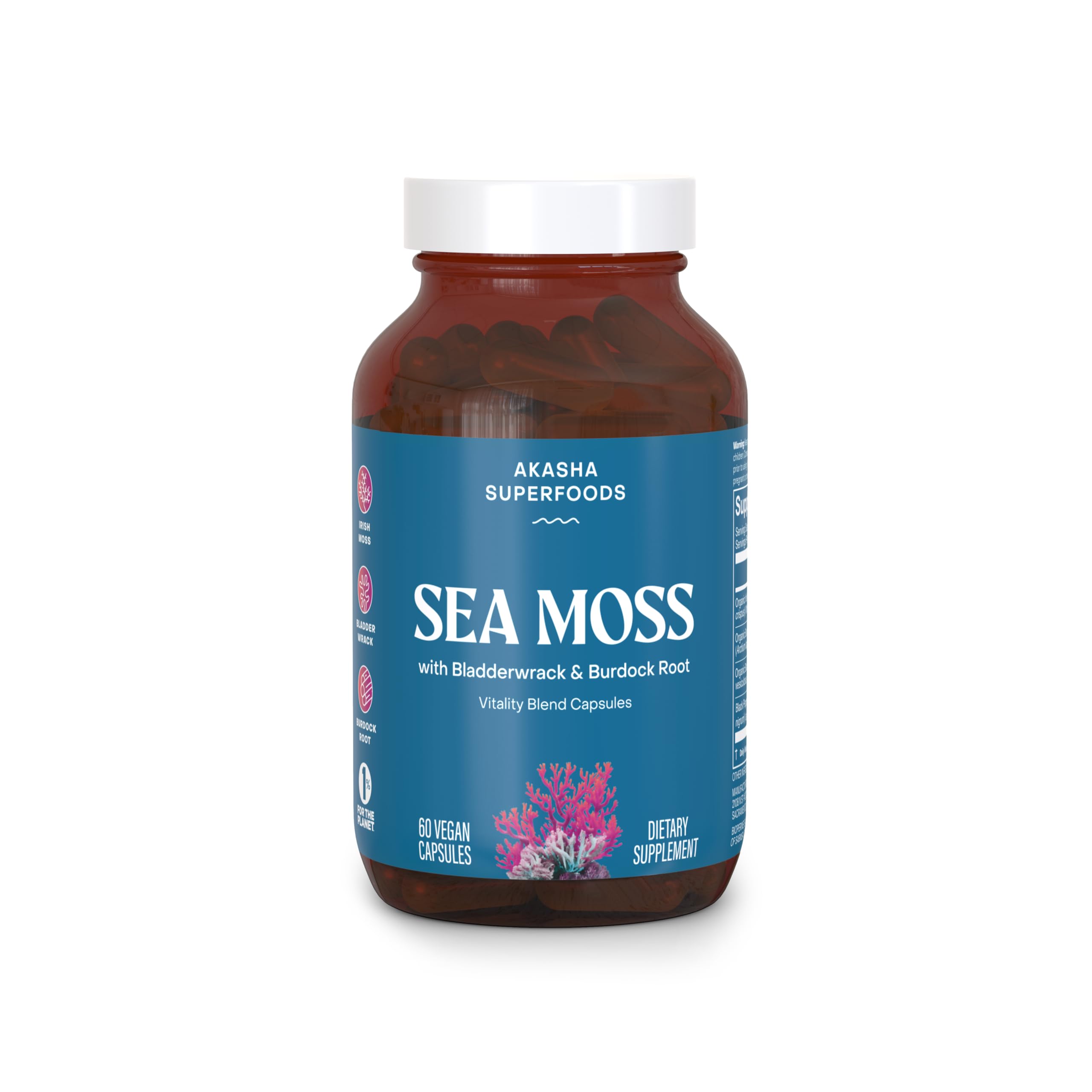 Sponsored Ad - Akasha Superfoods Sea Moss Capsules, Organic Irish Moss with Bladderwrack Root, Burdock Root, and BioPerine, Skin, Thyroid, Digestion & Immunity Support for Women & Men, Gluten Free, Vegan, 60 Count