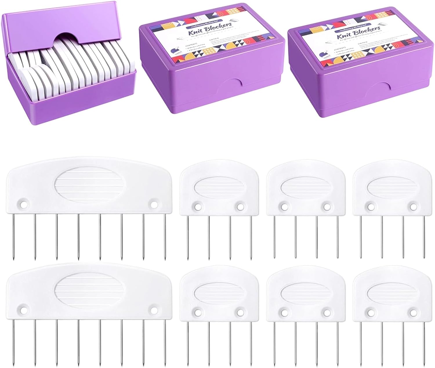 DJBVHSF 60 Pcs Blocking Combs Kit with Pins, Knit Blockers for Knitting, Crochet & Sewing Lace, Professional Needlepoint Blocking Kit for Shaping Needlework Projects