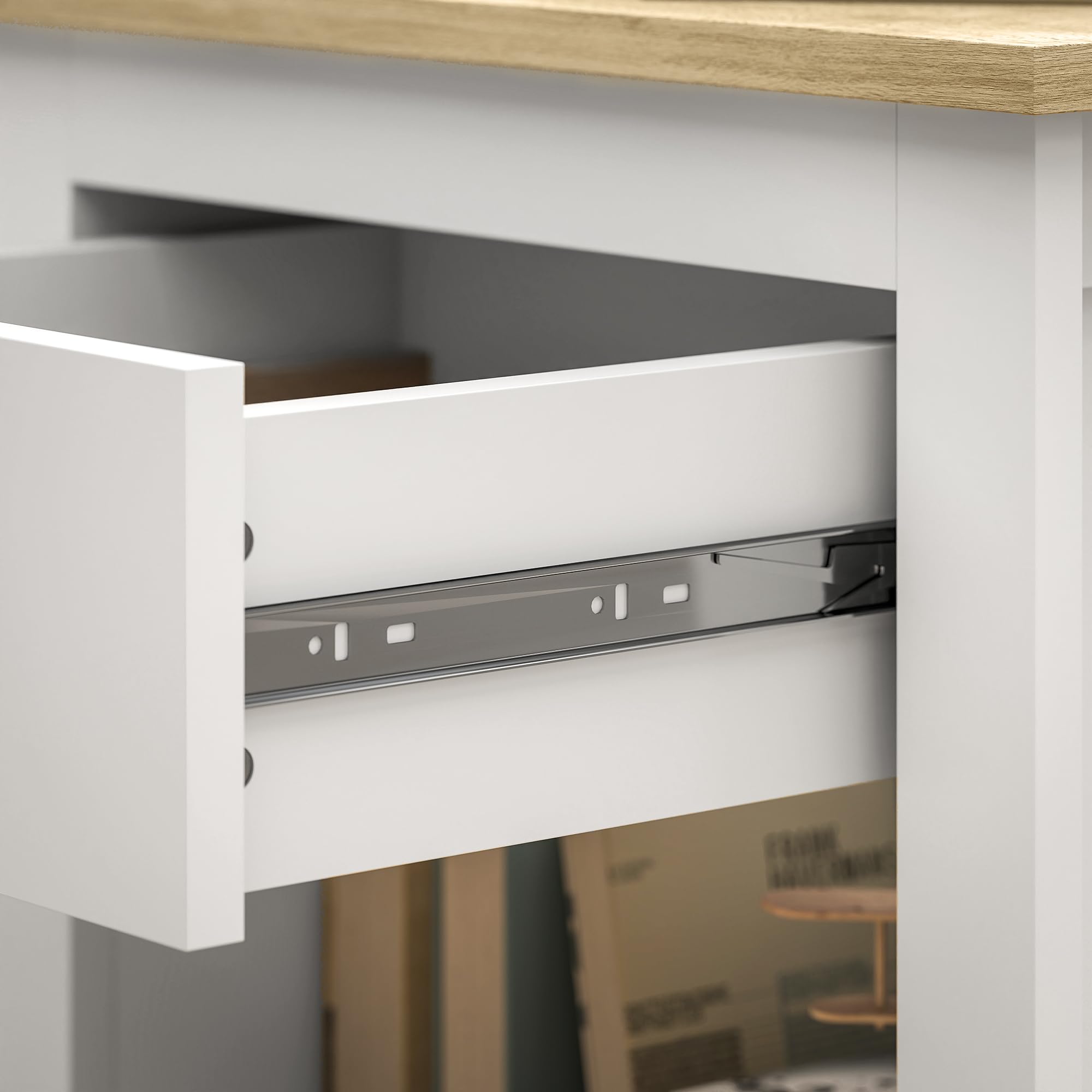 HOMCOM Set 2 Comodini Camera da Letto con Cassetto e Ripiano Aperto Portaoggetti, Coppia di Comodini Moderni in Legno, Tavolini per Divano, Soggiorno, Salotto, 45x40x55 cm, Bianco e Rovere