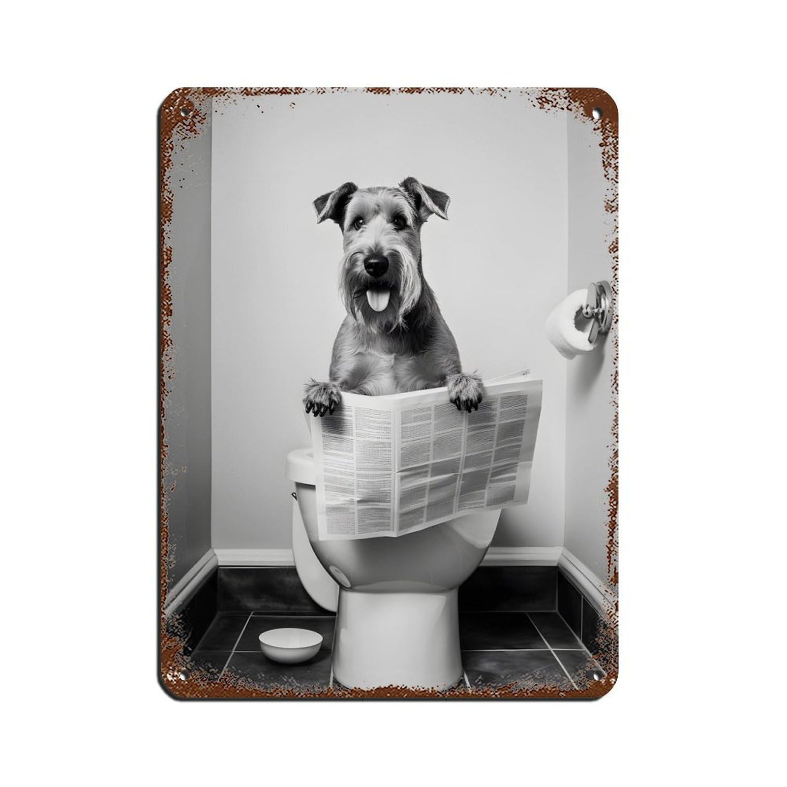 Airedale Terrier, Funny Bathroom Decor Retro Poster Metal Tin Sign Chic Art Retro Iron Painting Bar People Cave Cafe Family Garage Poster Wall Decoration 12x16inch(30x40cm)