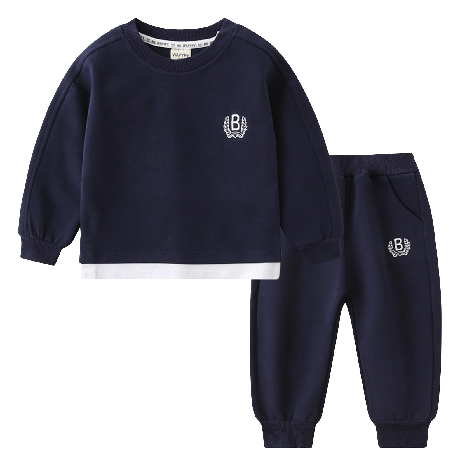 Conjunto de ropa de bebé cómodo y fácil de cambiar con sudadera lisa de algodón 8