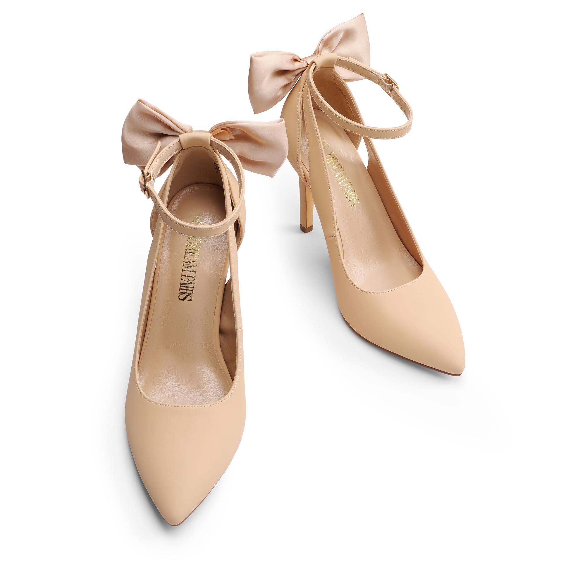 DREAM PAIRS Zapatos de vestir de tacón alto para mujer, con tiras, puntiagudos, con lazo, sexy, para fiesta, boda