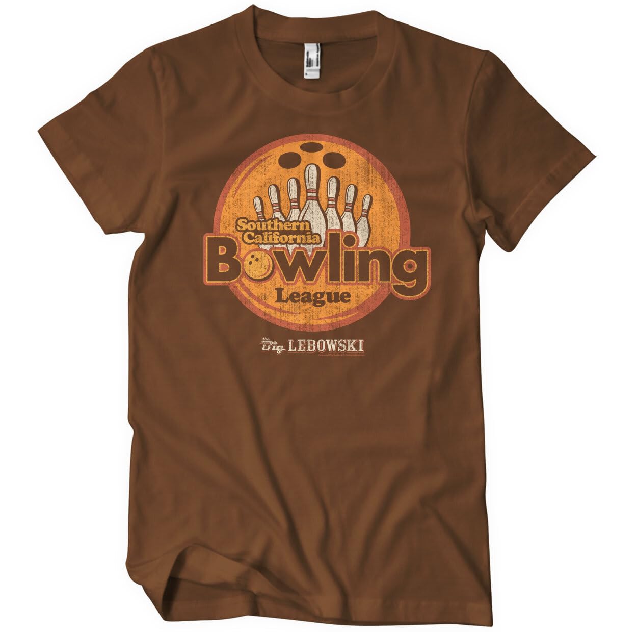 The Big Lebowski Officially Licensed Southern California Bowling League Mens T-Shirt (Brown), XX-Large
