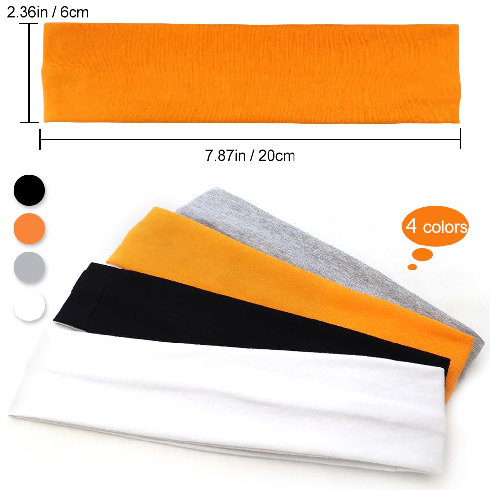 TCOTBE 4 Pieces Elastic Stretch Sport Hairbands, Yoga Stretchy Headband Women Yoga Headbands Fitness Running Sweat Absorption Cotton Headband Wash Face Hair band for Women