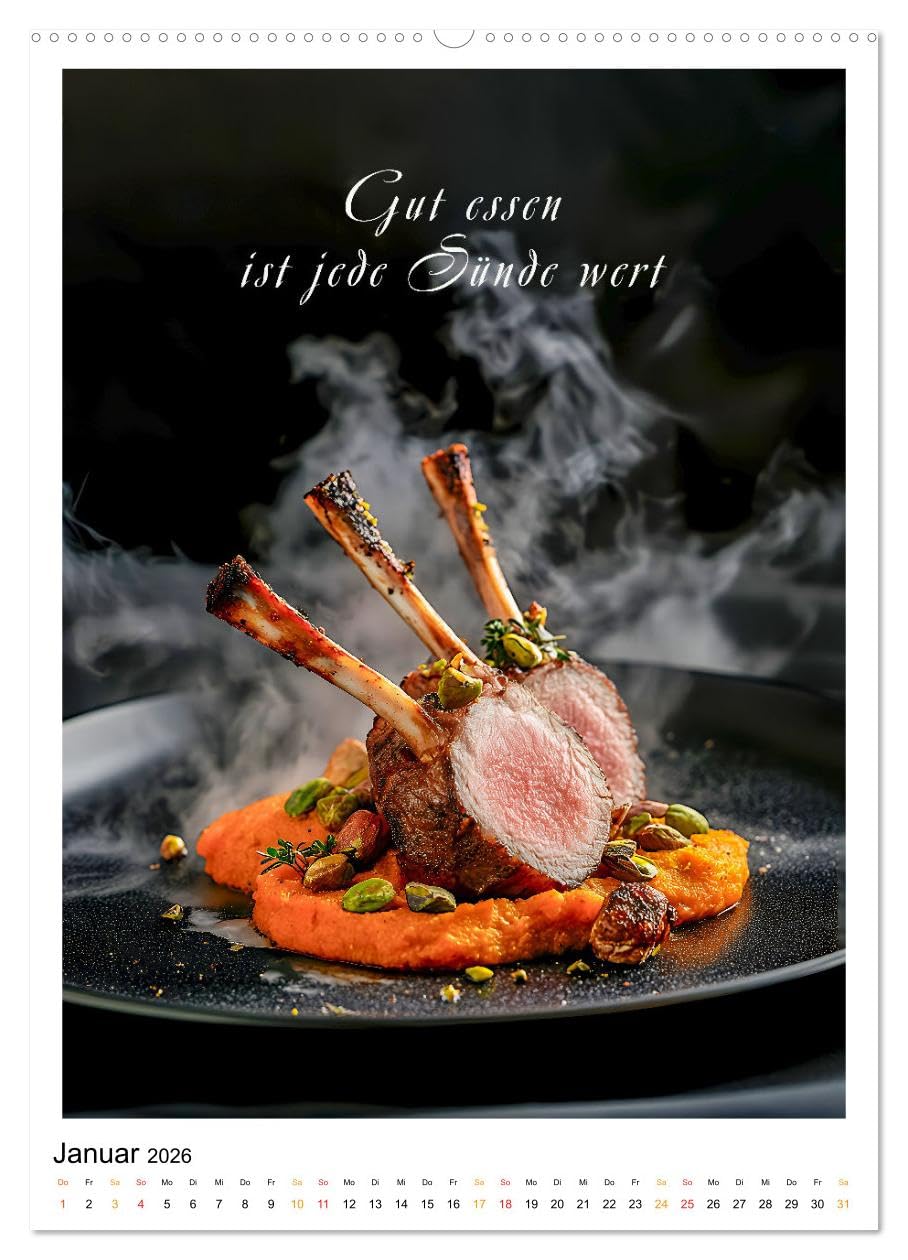 Coole Sprüche für Gourmets (hochwertiger Premium Wandkalender 2026 DIN A2 hoch), Kunstdruck in Hochglanz: Eine kulinarische Reise mit einem Hauch von Inspiration. (CALVENDO Lifestyle)