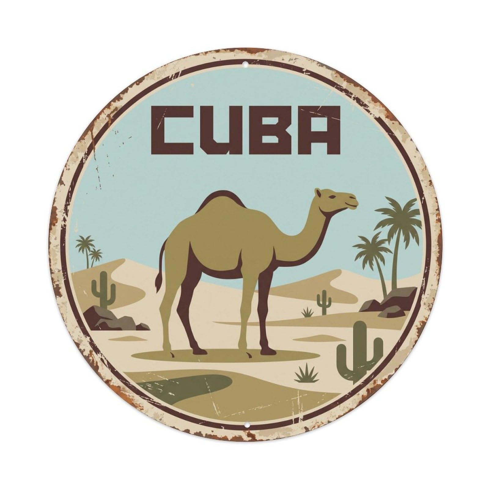Cuba Camel Desert Dune Metal Tin Sign