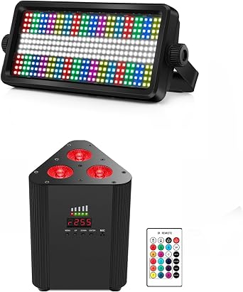 120W RGBW Stage Strobe Effect Lights & RGBW Battery Powered Par Light for Christmas DJ Live Show Wedding Party Event Church Stage Lighting