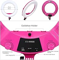 Vista 7 de Kit de luces de anillo [versión mejorada-0.7 in ultra delgado]-18 pulgadas, 3200-5600 K, anillo de luz LED regulable con soporte de luz, clip