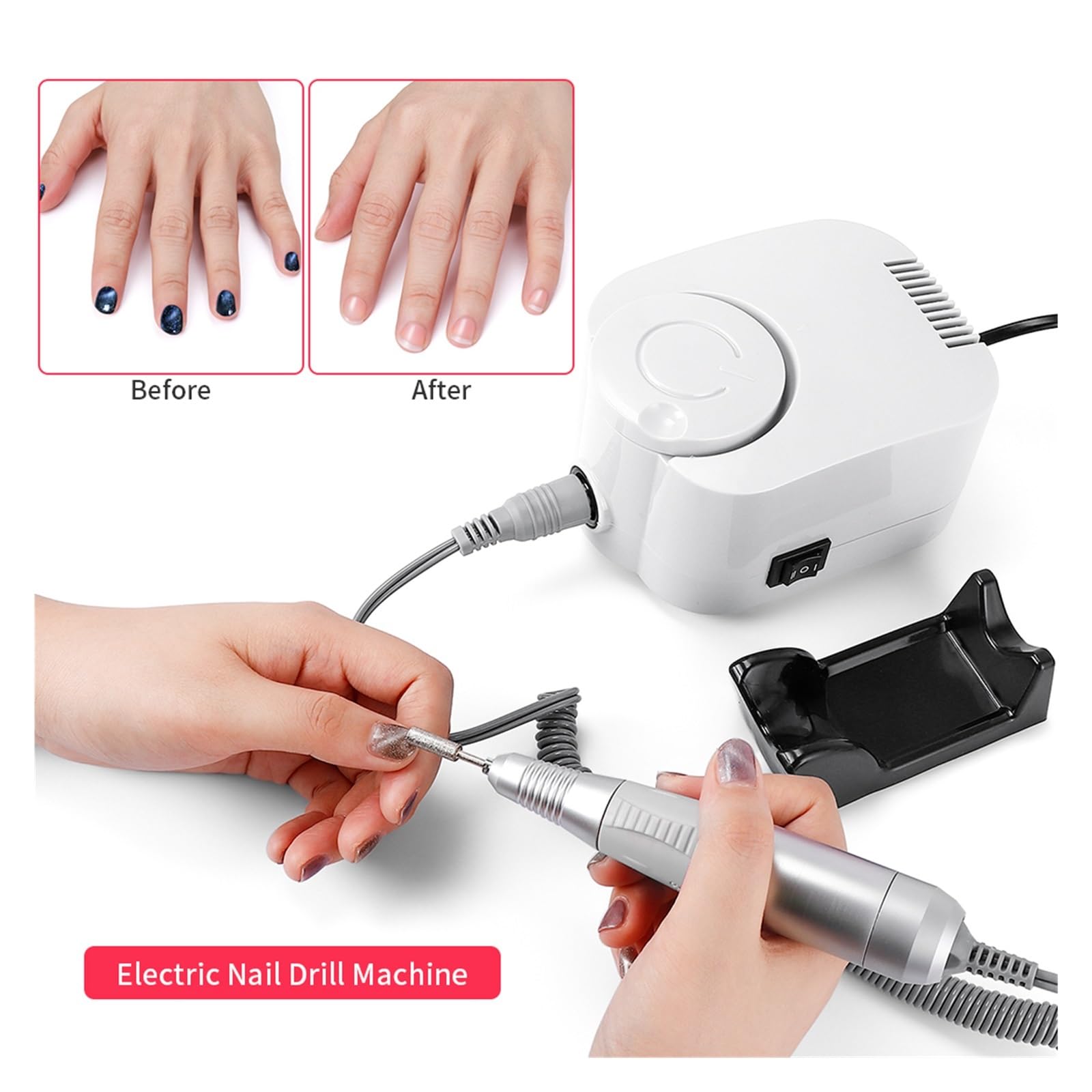 Elektryczna frezarka do paznokci, 35000 obr./min elektryczna wiertarka do paznokci zestaw maszyn do manicure do paznokci, maszyna do pedicure, wiertarka do paznokci, narzędzia do manicure(Wit)
