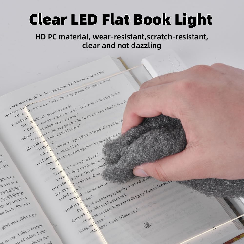 Book Light, 3 Colors Flat LED Reading Lights for Books in Bed with Memory Function Dimming Timer Book Lamp - Image 4