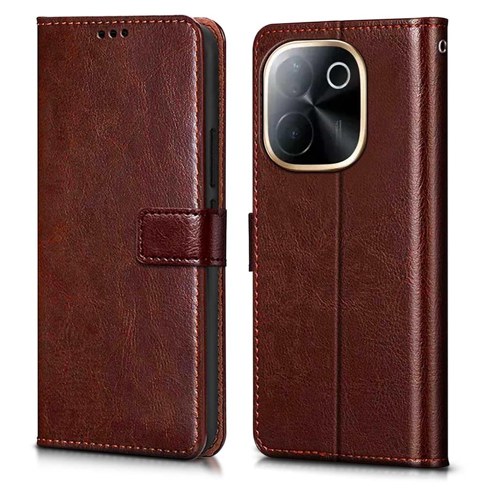 WOW IMAGINE Shock Proof Flip Cover Back Case Cover for iQOO Z9s Pro 5G | Vivo T3 Pro 5G (Flexible | Leather Finish | Card Pockets Wallet & Stand | Chestnut Brown) (B0DGQMFSNK) Amazon Price History, Amazon Price Tracker
