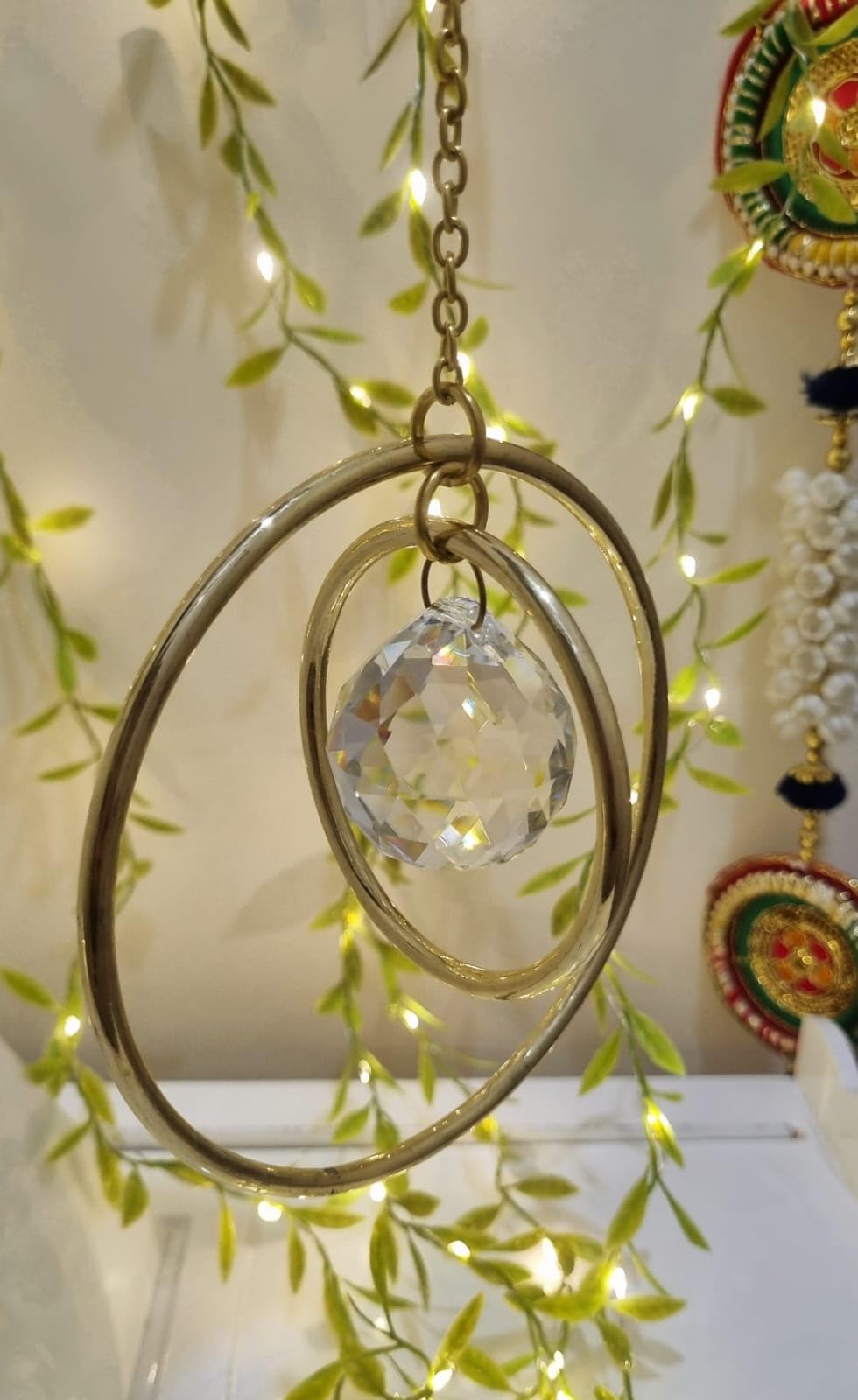 Vastu Shubharambh Suncatcher with Beautiful Brass Circles and a Crystal Ball to Activate Air Element, Movement, Speed, Mobility and Luck at Home/Office-image-47