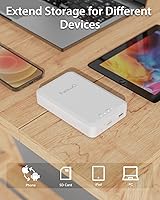 Vista 5 de NEWQ Disco Duro Externo de 1TB para iPhone, iPad, MacBook - USB 3.0, 2.0, 2.0 3.0 - Compatible con iOS y Android, Almacena Fotos, Videos, Música