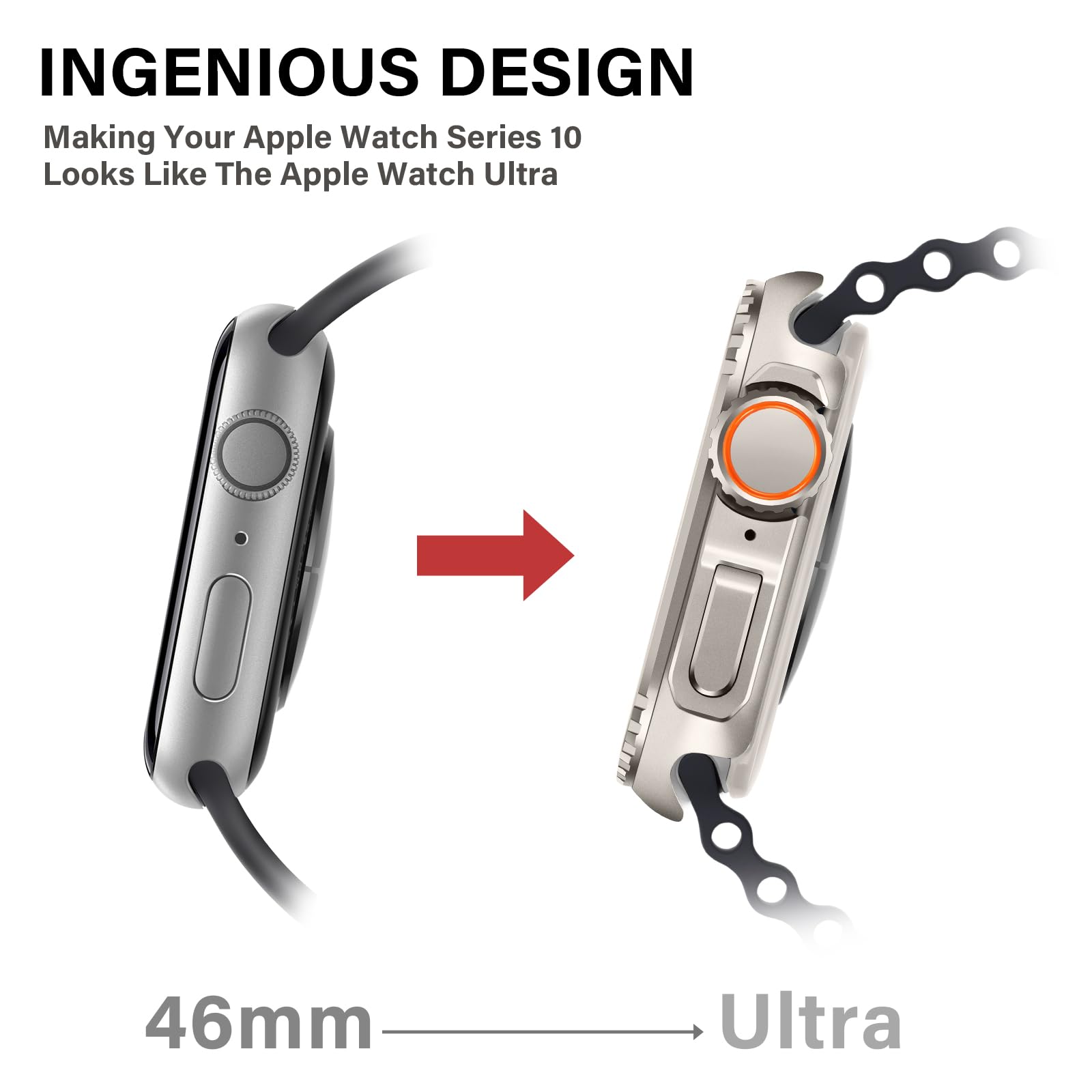Bisikor Metalowe etui 2 w 1, kompatybilne z Apple Watch serii 11/10 46 mm, wytrzymałe, odporne na wstrząsy metalowe etui z tylną obudową do iWatch 46 mm (tytanowe)