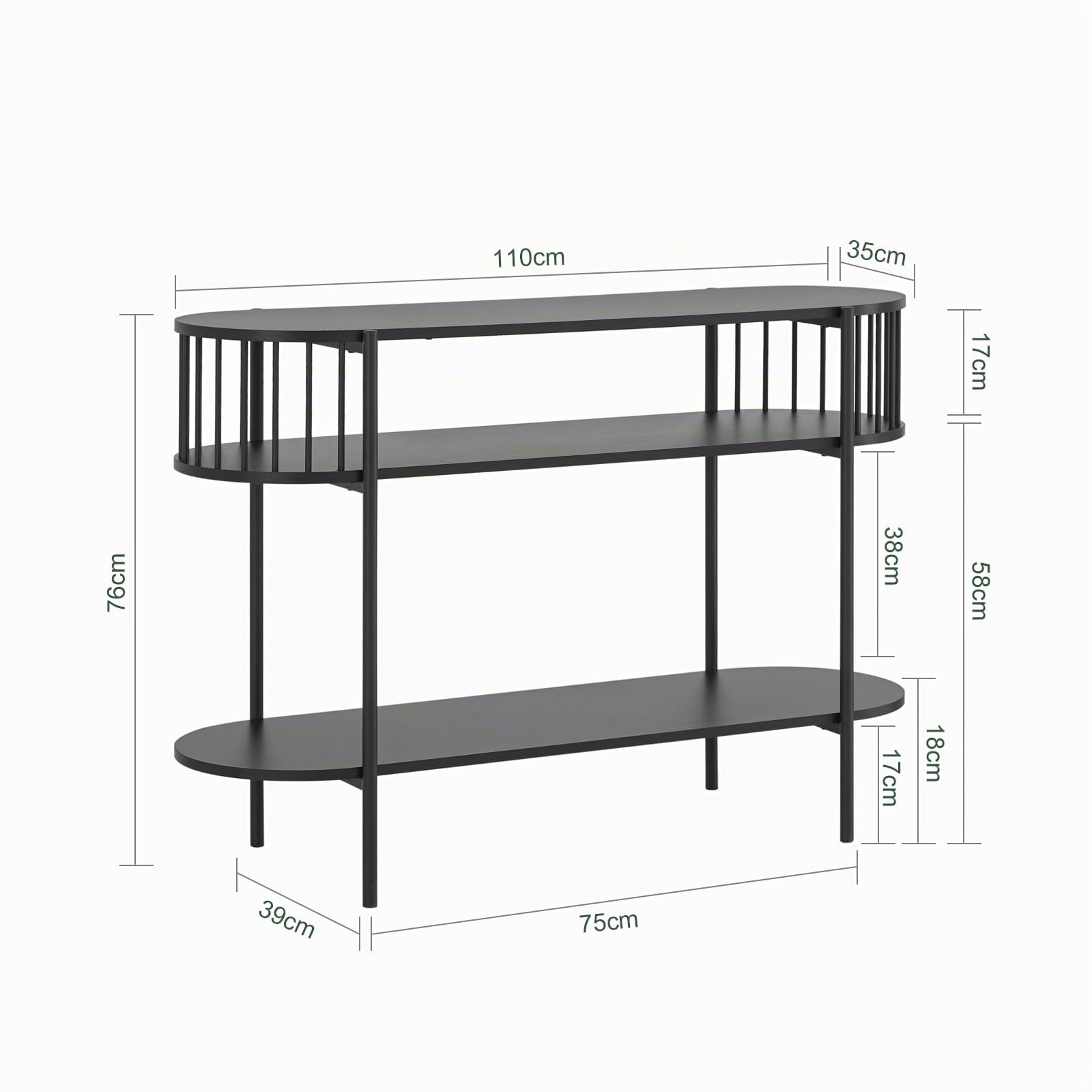 SoBuy Consola Entrada Moderna Mueble Recibidor Estrecho con Almacenamiento, Mesa Consola de Metal Negro, Estilo Industrial para Entrada, Salón u Oficina, 110×39×76 cm FSB90-SCH | Mueble de pasillo para entrada o sala de estar, gran capacidad para familias