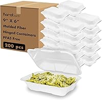 Vista 13 de KARAT EARTH Clamshell - Recipientes de alimentos para llevar [6 x 6 pulgadas, 500 unidades] Contenedores compostables para llevar, bagazo