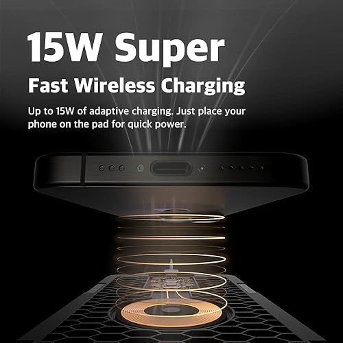 Miniatura 5 de POUT H3 SplitMax - Alfombrilla de mouse de carga inalámbrica 3 en 1, cargador Qi rápido, alfombrilla para mouse y organizador de bandeja magnética,