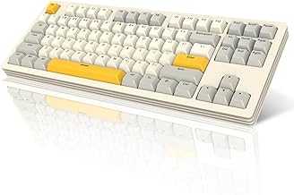 AKC087 Mechanical Keyboard, Tri-Mode Wireless, Multi-Layer Metal Base, Compact 87 Keys TKL Layout, Retro Tricolor, Hotswappable RGB, for Win/Mac