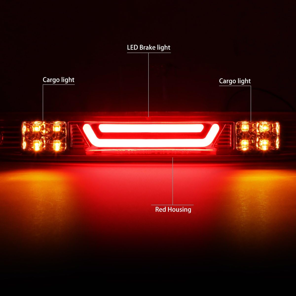 DNA MOTORING 3BL-COLO04-3D-LED-RD Red Lens 3D LED High Mount 3rd Third Brake Light [Compatible with 04-12 Colorado / 04-12 Canyon / 06-08 I-Series]