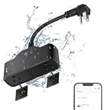 15A Outdoor Smart Plug&comma; Heavy Duty Smart Home Wi-Fi Outlet Timer&comma; Outlet with 2 Sockets&comma; Wireless Remote Control&comma; Compatible with Alexa & Google for String Light and Motors&comma; 2&period;4 GHZ&comma; Black