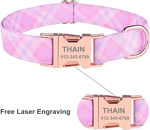 Miniatura 4 de THAIN Collar de perro personalizado con lazo para perros machos y hembras, puntos de mezclilla, patrón ninja a cuadros, collares para mascotas