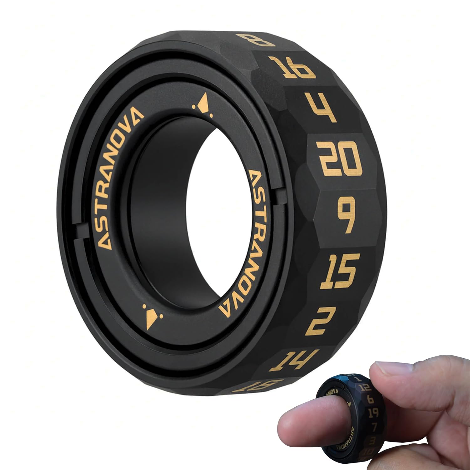 Stellar D20 Dice Ring - Spinner Dice for DND RPG Tabletop Gaming Accessory with Rotating Dice D20 CNC Machined Brass Spinner Ring for D&amp;D Gift for Dice Goblins, DM &amp; Fantasy Engineers Anxietyrelief