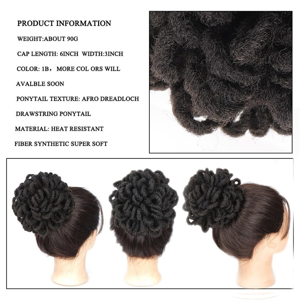 Syntetyczny DreadLock Afro Puff Hair Bun Chignon Sztuczne loki Clip In Sznurek Kucyk Ogon Kawałki włosów (4-27-30)
