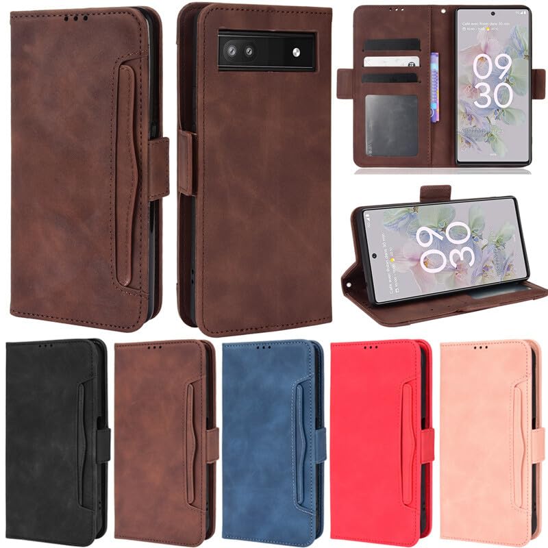 Coque Google Pixel 9 Pro en cuir rouge étui clapet haut de gamme - 2