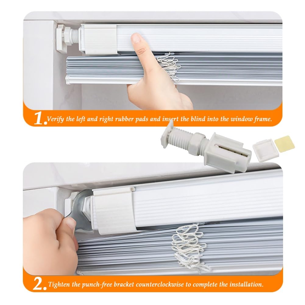 Veneziana in Alluminio Per Finestre, senza foratura, protezione da luce e sole Veneziane, Lamella da 25mm Alluminio Persiane, Orizzontali Tende per Casa Ufficio Bagno(Bianco)