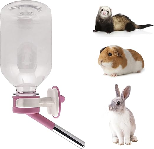 Choco Nose Patented No-Drip Water Bottle/Feeder for Guinea Pigs/Hamsters/Bunnies/Ferrets/Other Small Pets, Critters and Animals -for Cages, Crates or Wall Mount. 10.2 oz. Nozzle 10mm, Pink (C128)