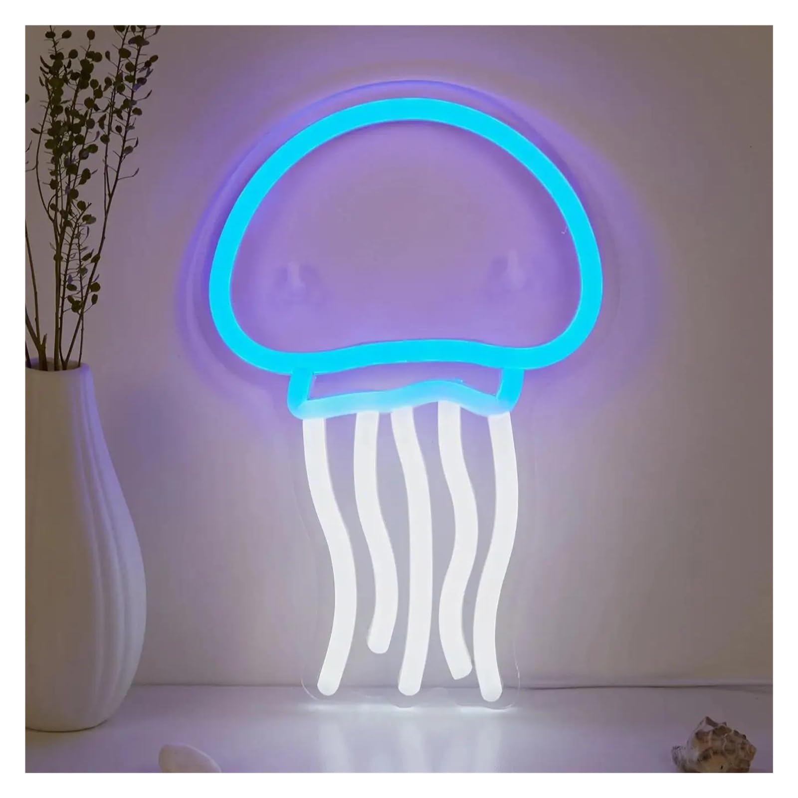 LEMST Sign Lamp Jellyfish Neon Sign Dimmable Light for Bedroom Children's Room Party Birthday Wall Art Decor USB Powered Lamp 15cmx22cm