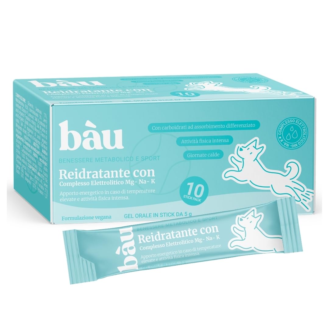 BAU Rehidratante Electrolítico para Perros Deportistas – Ideal con Calor – Gel Energético con Magnesio, Sodio y Potasio – Apoyo Durante la Actividad – Sticks Monodosis