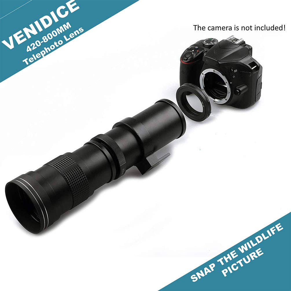 Teleobiettivo zoom 420-800 mm F8.3, messa a fuoco manuale con attacco a T per Canon EOS T3 T3i T4i T5 T5i T6 T6i T6s T7 T7i SL1 SL2 6D 7D 7D 60D 70D 77D 80D 5D II/III/IV DSLR