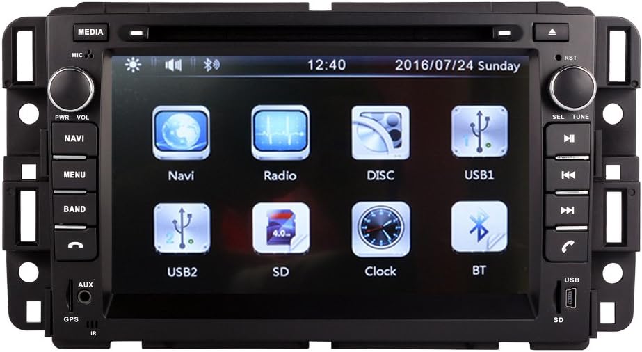 7 Inch Screen Car GPS Navigation for GMC Yukon Tahoe Acadia Chevrolet 2007-2012 Stereo DVD Player Video Radio Audio Bluetooth Steering Wheel Control AUX in+Free Rear View Camera+Free GPS Map of USA